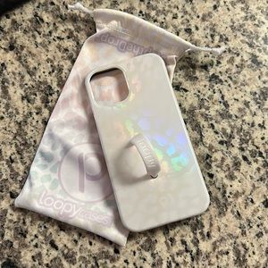 iPhone 12 pro Iridescent White leopard loopy case righty bumper turned dark